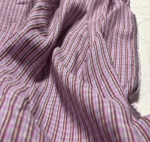 Plaid linen fabric by the yard