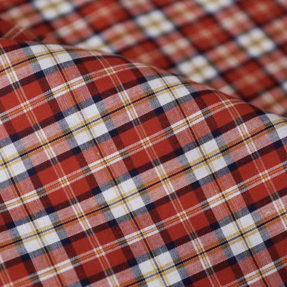 Plaid cotton fabric by the yard