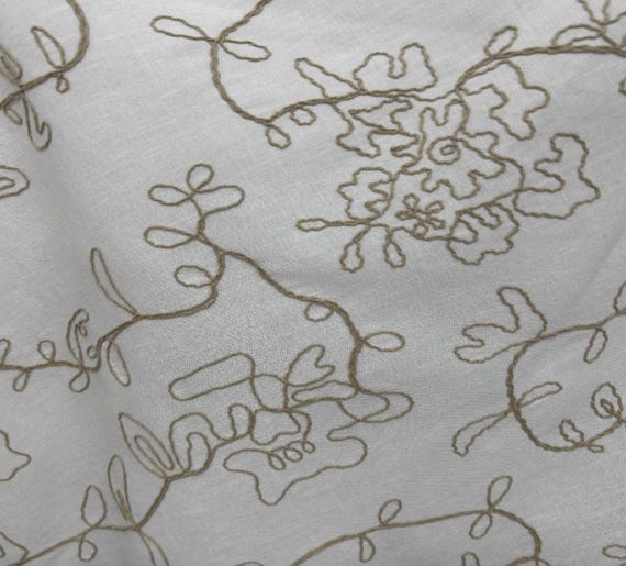 Embroidery linen cotton fabric by the yard