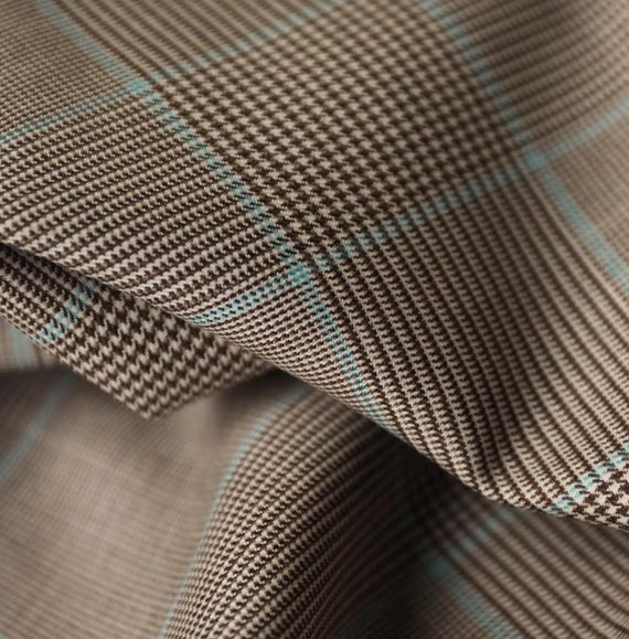 Plaid worsted wool fabric by the yard