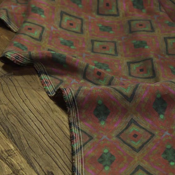 Printed Cupro Fabric, Geometric Pattern, By The Yard
