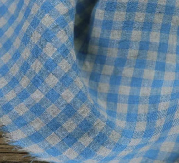 Plaid linen fabric by the yard