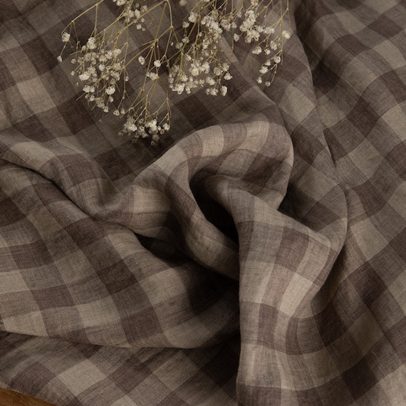 Yarn dyed plaid checks gingham checkered linen fabric by the yard