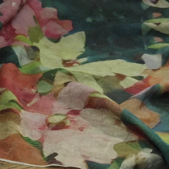Print linen fabric by the yard