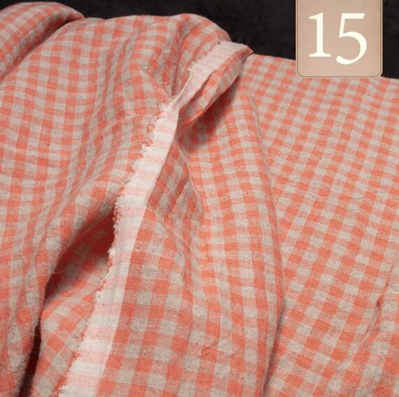 Plaid linen fabric by the yard