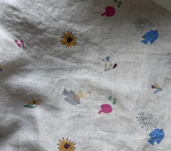 Print linen fabric by the yard