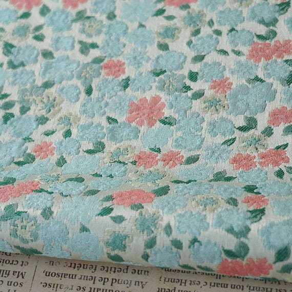 Jacquard brocade fabric, Floral fabric, Flowers fabric by the yard