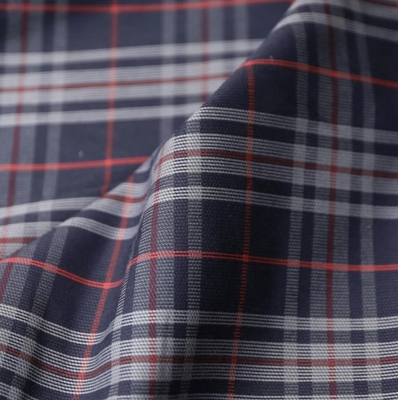 Plaid cotton fabric by the yard