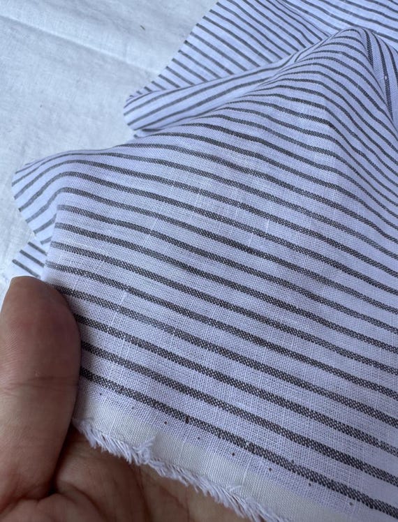 Striped linen fabric by the yard
