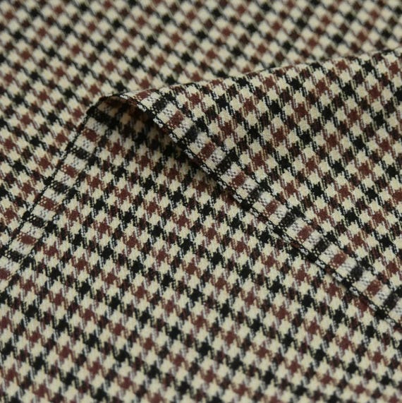 Houndstooth Worsted Wool fabric by the yard