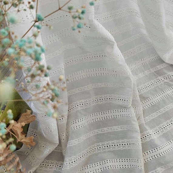 Embroidery cotton lace fabric By the yard