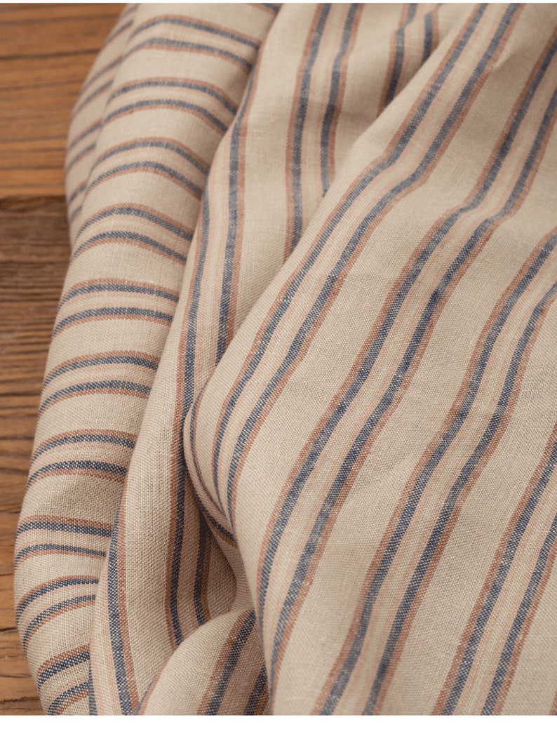 Striped Linen Fabric by the Yard Etsy
