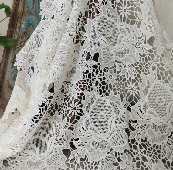 Flowers Embroidery guipure fabric By the yard