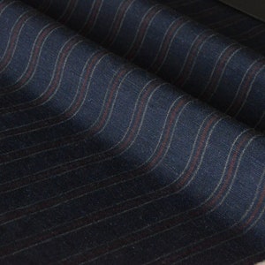 Striped merino wool linen fabric by the yard