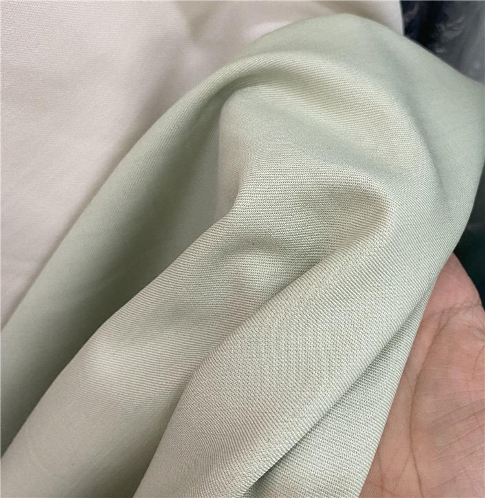 Pale green wool fabric woolen fabric by the yard Etsy