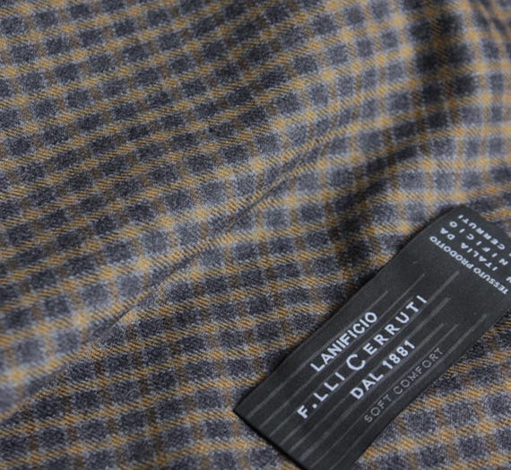 Italian Fabric Plaid Worsted Wool fabric by the yard for Suiting