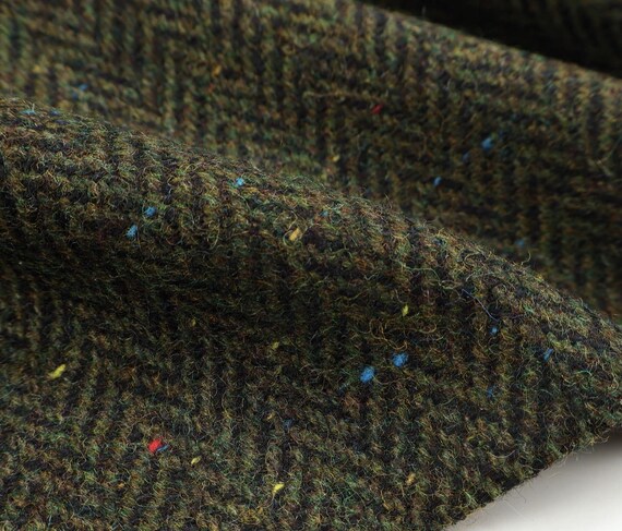 Specks Herringbone wool fabric by the yard