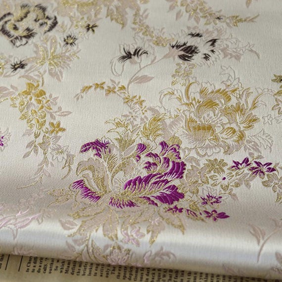 Jacquard brocade fabric by the yard