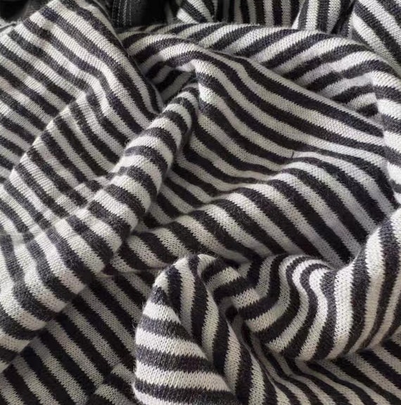 Striped Knit linen jersey fabric by the yard