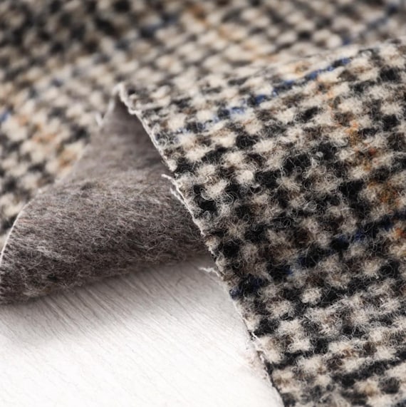 Double Sided houndstooth wool fabric by the yard