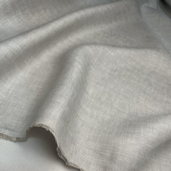 Herringbone linen fabric by the yard