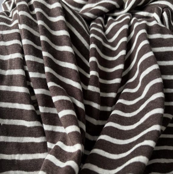 Striped Knit linen jersey fabric by the yard