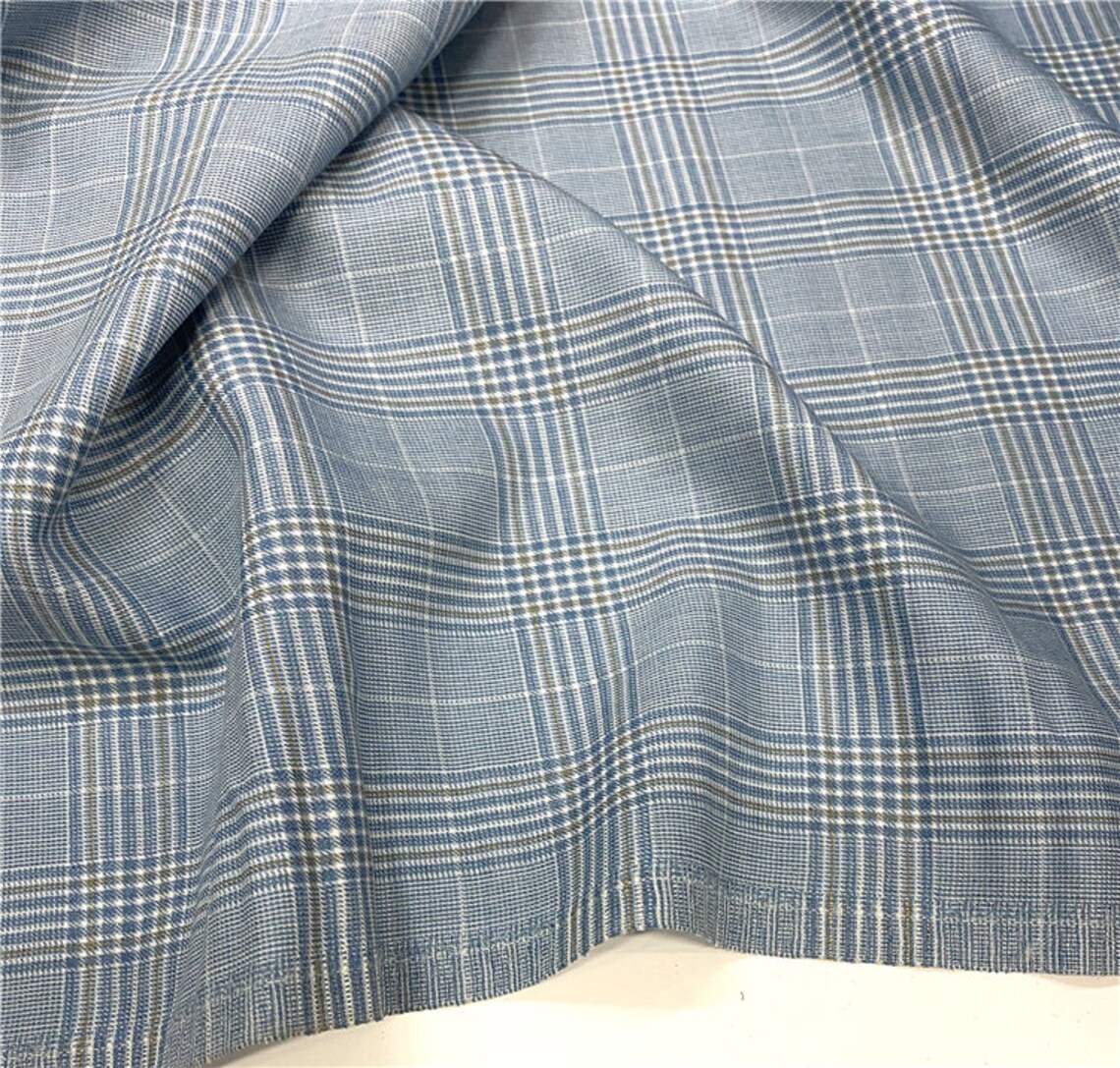 Plaid Silk wool fabric woolen fabric by the yard Etsy