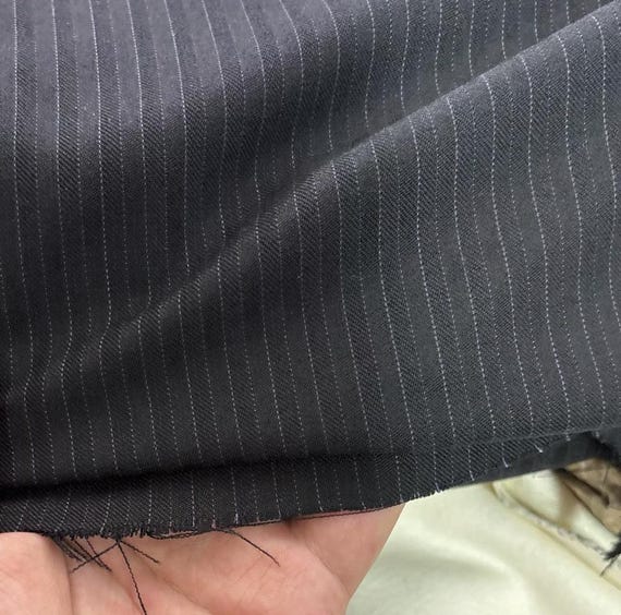 Herringbone Worsted Wool fabric by the yard