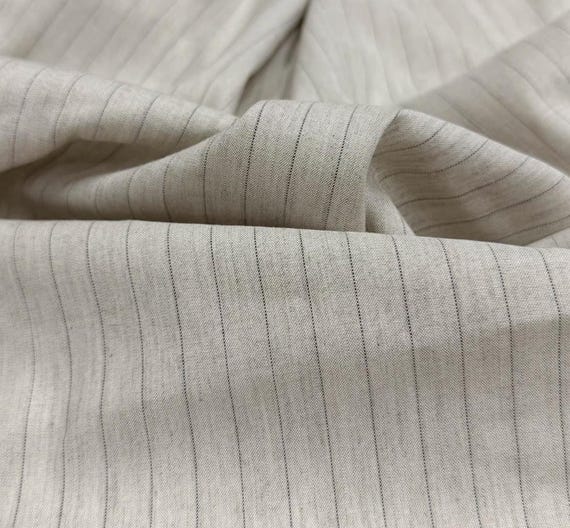 Striped linen fabric by the yard