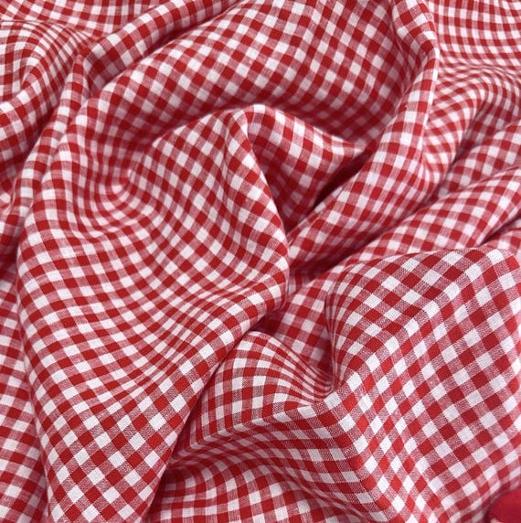 Plaid linen fabric by the yard