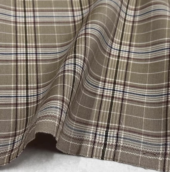Plaid worsted wool fabric by the yard