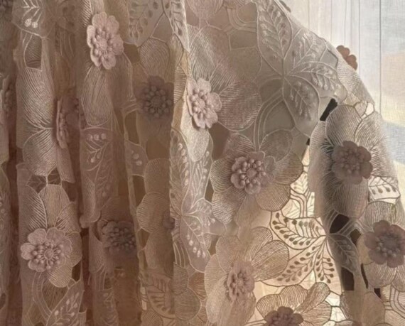3D Embroidery flowers lace fabric by the yard