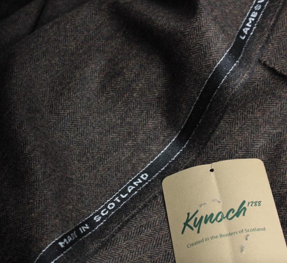 Herringbone Lambswool Cashmere Worsted Wool fabric by the yard