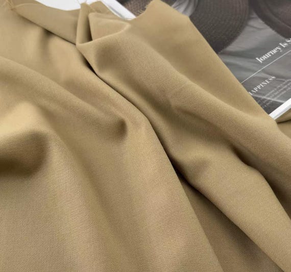 Beige Worsted Wool fabric by the yard