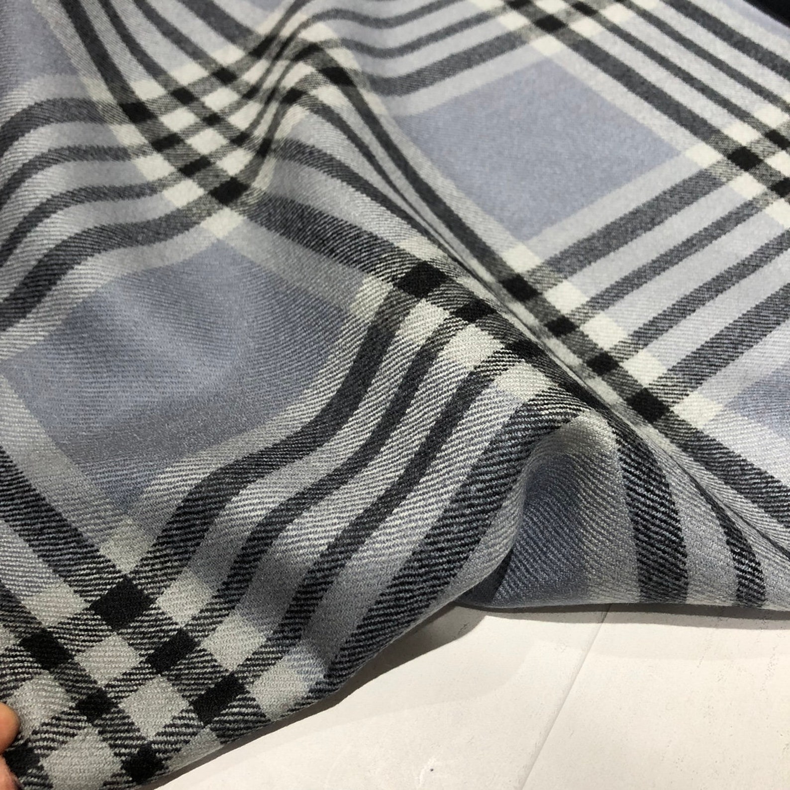 Plaid cashmere wool fabric by the yard Etsy