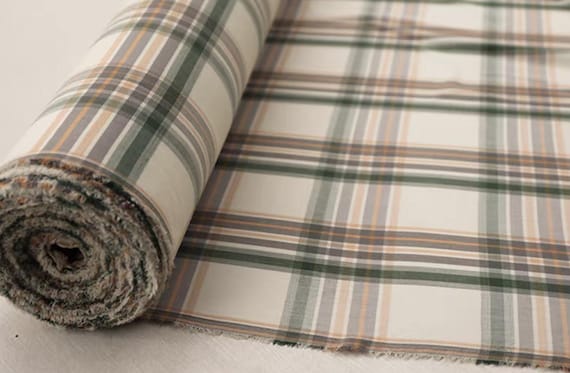 Plaid Worsted Wool Fabric, Grid Gingham Checks, By The Yard