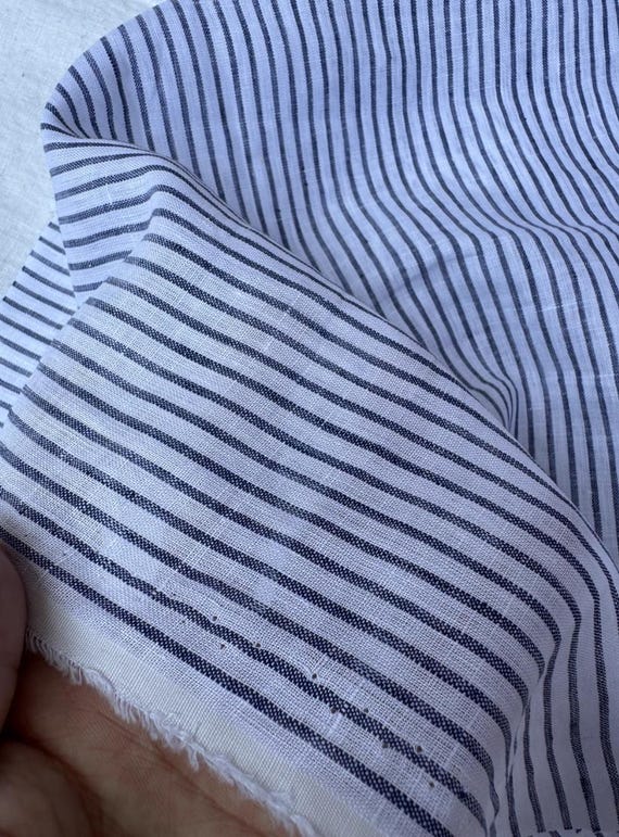Striped linen fabric by the yard