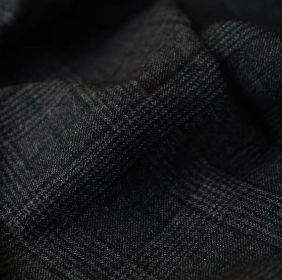 Plaid worsted wool fabric by the yard
