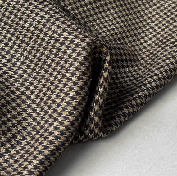 Metallic Houndstooth wool fabric by the yard