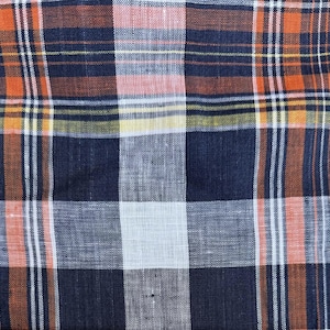 Plaid linen fabric by the yard