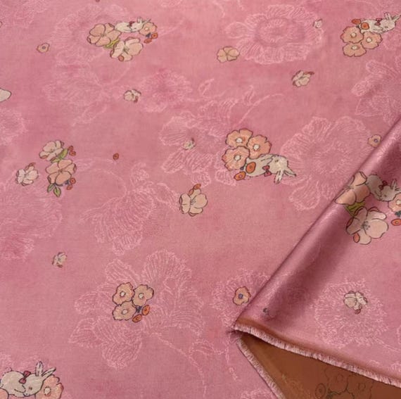 Jacquard Gambiered silk fabric by the yard