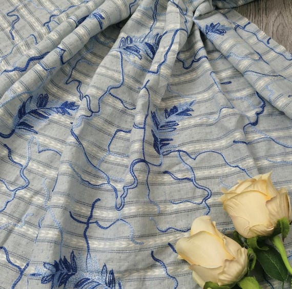 Embroidery jacquard cotton fabric By the yard