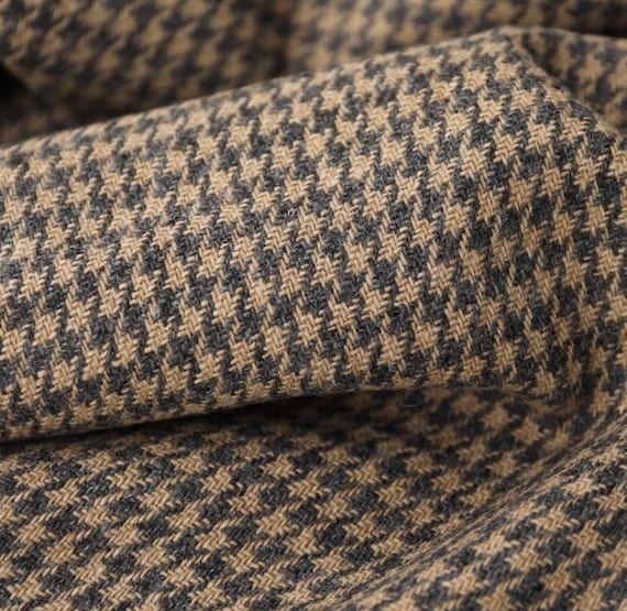 Houndstooth wool fabric by the yard