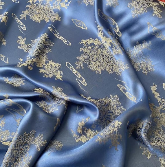 Multi color options Jacquard silk fabric by the yard