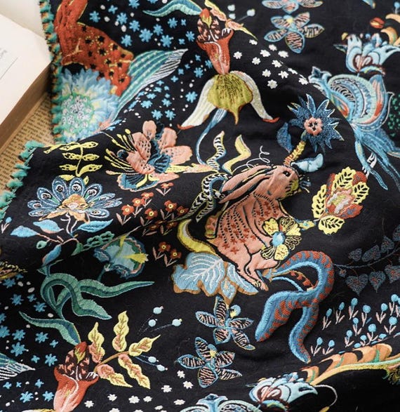 Jacquard brocade fabric by the yard