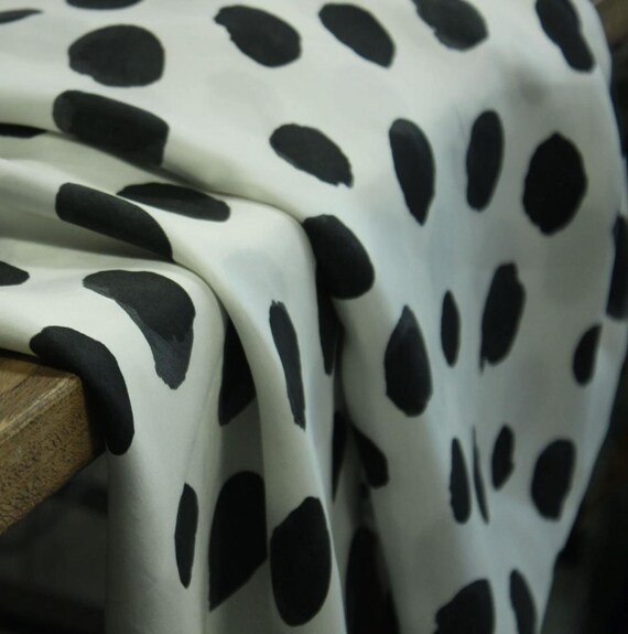 Polka Dots Print cupra fabric, Print cupro fabric by the yard
