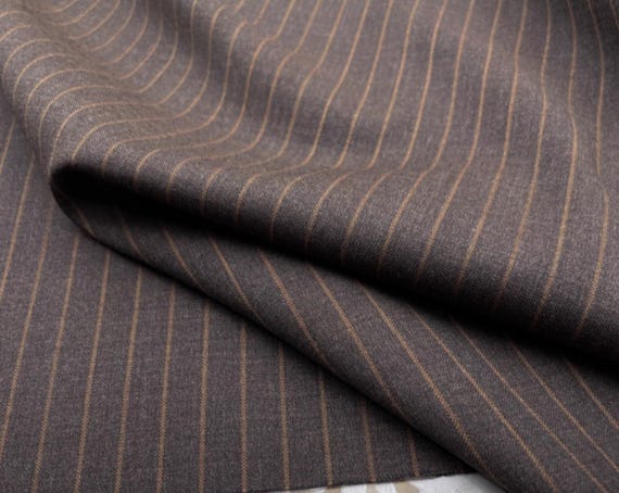 Striped Worsted Wool fabric by the yard