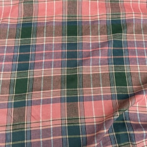 Plaid linen fabric by the yard