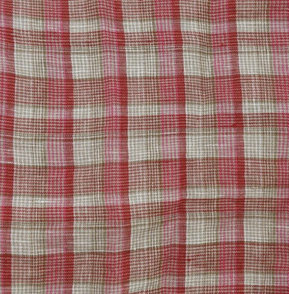 Plaid Yarn dyed linen fabric by the yard