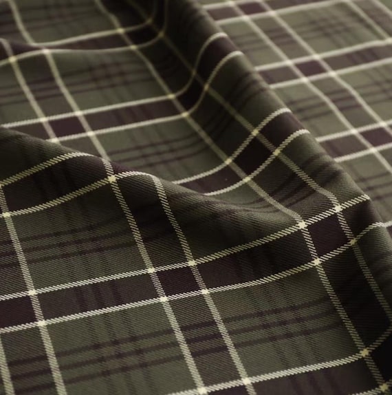 Plaid worsted wool fabric by the yard